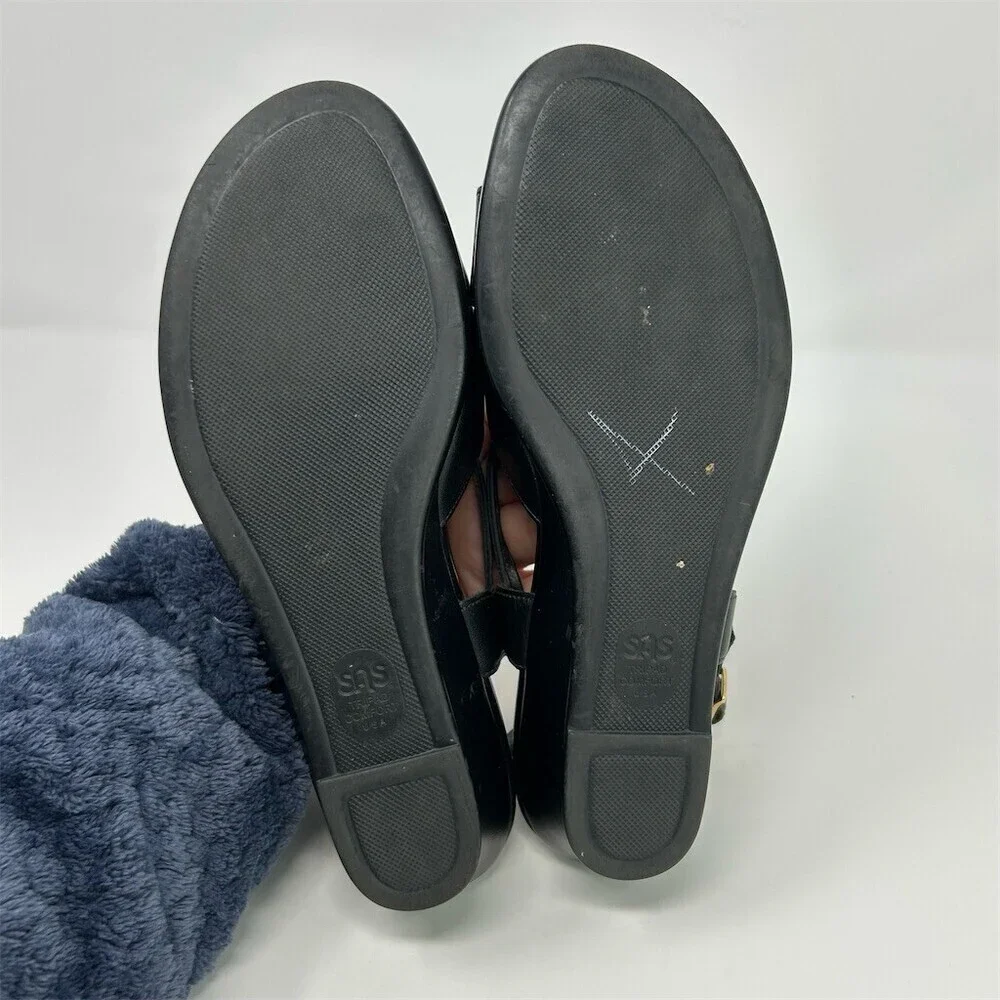 SAS Caress Women's Slingback Wedge Sandals Black Tripad Comfort Size 6.5 M